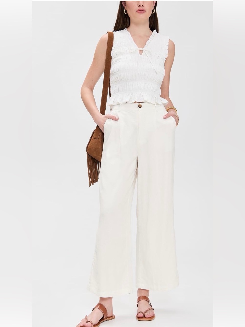 Z Supply Topanga Linen Pants cream-Large